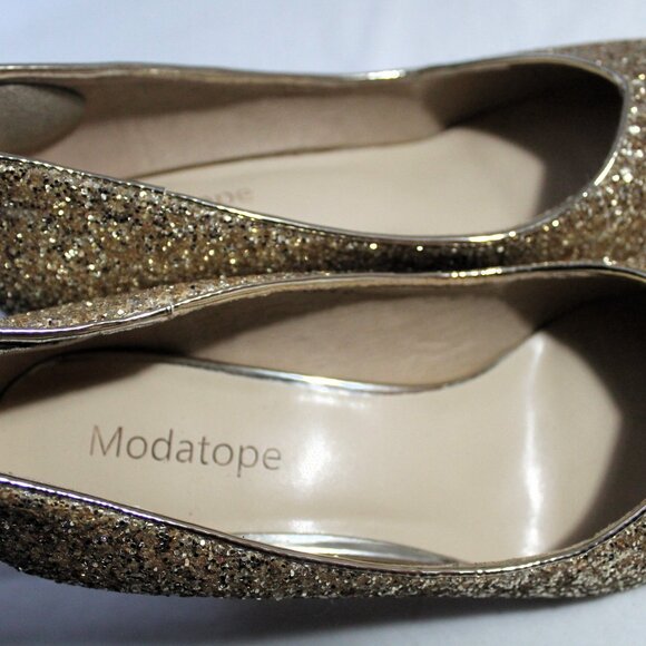 Modatope Gold Glitter Stiletto Heels, Size 6, EUC - Picture 6 of 8